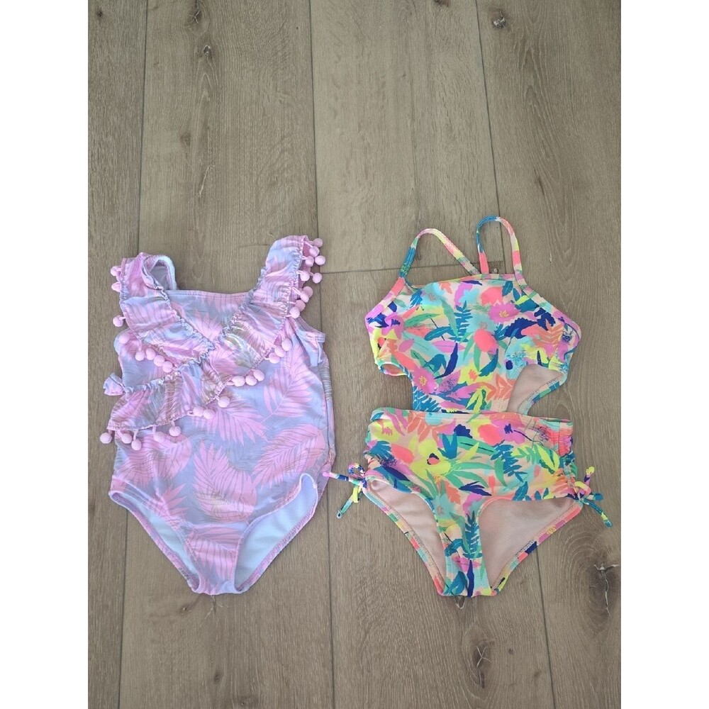 2 Swim Nicole Miller One Piece Swim Suit And Cat And Jack Cut Out Swimsuit 4 4t